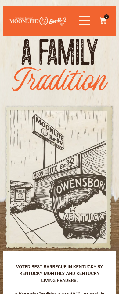 Moonlite Bar-B-Q website on a phone